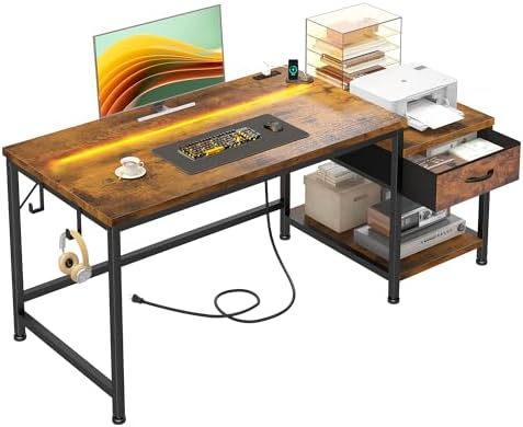 DurayLoly 48"Computer Desk with Printer Shelf,Drawer & Hook for Home Office by Durayloly