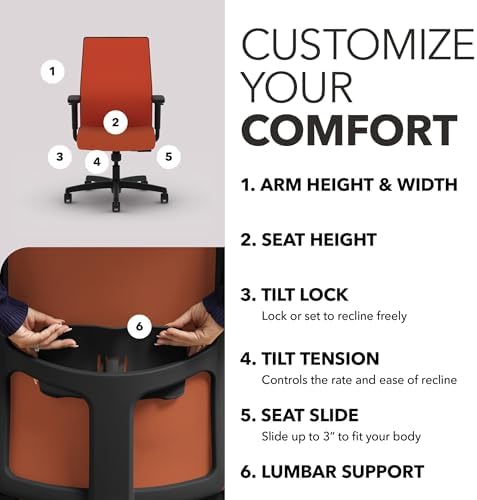 HON Ignition 2.0 Ergonomic Office Chair, Lumbar Support, Salamander - Image 3
