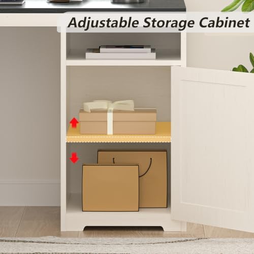 63" Farmhouse L Shaped Desk with Drawers & Printer Shelf for Home Office - Image 6