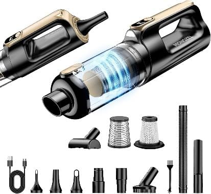 MONOZEL Mini Vacuum Cleaner for Car, 18000Pa 2 in 1 Vacuum Cleaner&Air Duster, 130W Motor Handheld Vacuum Cordless with 7800mAh Battery, LED Light, Multi-Nozzles for Home, Office, Pet by MONOZEL