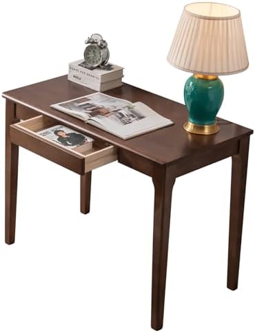 Solid Wood Desk, Gaming Study Home Office Desks for Work, Student PC Desk for Bedroom, Small Computer Desk for Small Spaces, Easy to Assemble (Walnut Color, 39inch) by Unknown