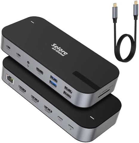 Selore 3 HDMI Docking Station Triple Monitor Docking Station 3 Monitors by SeloreS-Global