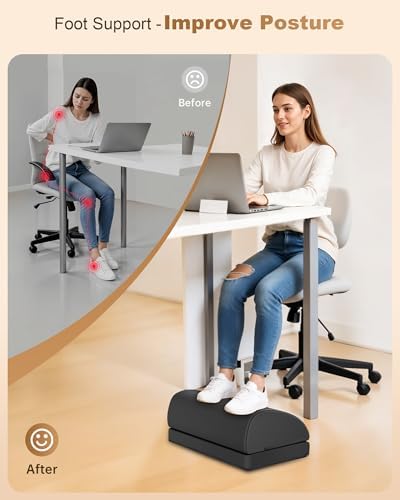 Beleduc Heated Foot Rest Under Desk at Work,Ergonomic Under Desk Foot Stool - Image 3