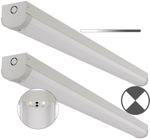 2 Pack 4FT LED Linear Strip Emergency Stairwell Light, 2 Wattages Selectable, 20W/40W, 2500lm/5000lm, Battery Backup, 5000K, IP20, 0-10V Dimmable 4 Foot Commercial LED Shop Ceiling Light Fixture, ETL by Walrusled