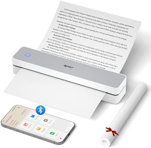 iDPRT Portable Thermal Printer, MT610 Pro Wireless for Travel, 300DPI Bluetooth Inkless Printer Support 8.5" X 11" US Letter& A4&A5 Thermal Paper for Home, Compatible with iOS, Android, Laptop, White by iDPRT
