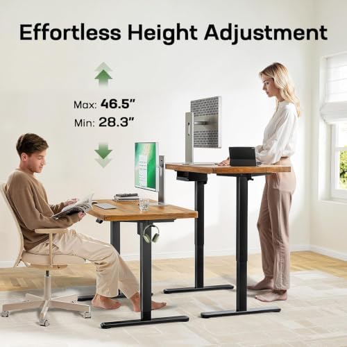 Marsail 55 x 30 Electric Standing Desk with One-Piece Desktop, Sit Stand Desk with Thickened Tabletop, Height Adjustable Stand Up Desk with Cable Management for Home Office(Frame+Desktop, 2 Packages) - Image 4