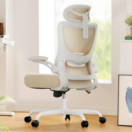 Marsail Ergonomic Office Chair: Office Computer Desk Chair with High Back Mesh and Adjustable Lumbar Support Rolling Work Swivel Task Chairs with Wheel 3D Armrests and Headrest (White) by Marsail