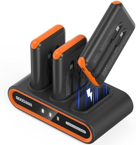GOODaaa Portable Charger, 3-Pack 10000mAh Slim Power Bank Built in Cables by GOODaaa