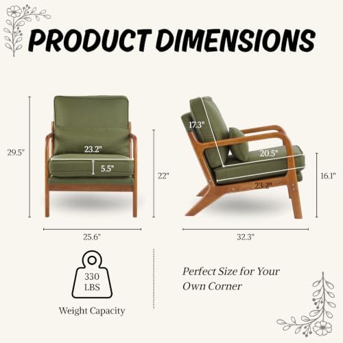 Karl home Mid-Century Modern Accent Reading Chair, Green - Image 2
