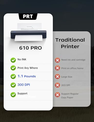 PRT Portable Printer Wireless for Travel, Bluetooth Thermal Printer Support 8.5" X 11" US Letter A4 A5, Compatible with iPhone, Android & Laptop, Inkless for Office, Home, School, Dark - Image 6