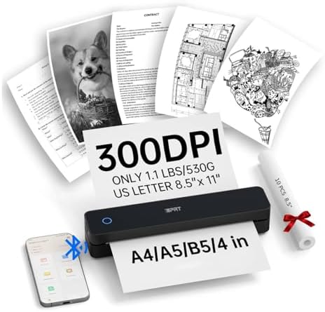 iDPRT Portable Thermal Printer, 300DPI Inkless-Bluetooth Mobile Printers by iDPRT