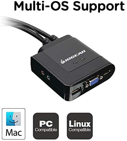 IOGEAR 2-Port USB VGA Cabled KVM Switch - 2048 x 1536 - 2.1 Stereo Audio w/Mic - Plug n Play - Remote Push Button Switching - Compatible w/PC MAC and SUN - GCS72U - Image 4
