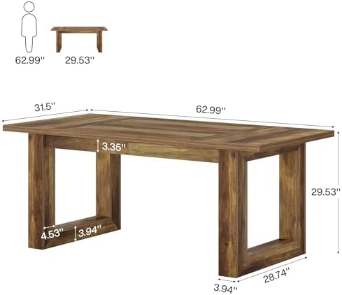Tribesigns 63" Large Executive Desk for Home Office, Brown Rectangular - Image 2