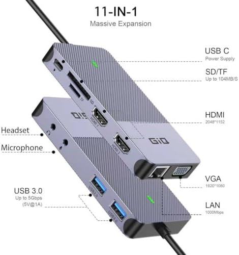 USB 3.0 Docking Station Dual Monitor,2*HDMI HUB Displaylink Dock for Laptop - Image 2