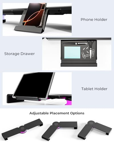 Dual Monitor Stand Riser with USB Hub, 15W Wireless Charging & RGB - Image 4