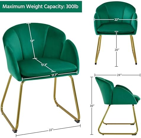 Yaheetech Flower Shape Vanity Chair with Petal Armrests, Green - Image 3