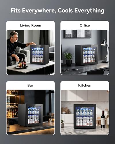 Feelfunn 50 Can Beverage Refrigerator, 1.3CuFt Mini Fridge with Glass Door - Image 5