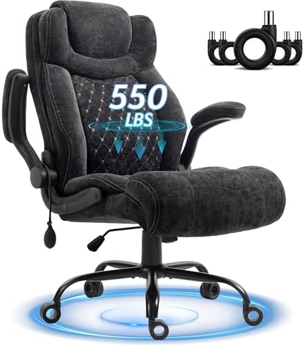 Office Chair, Big and Tall Executive Chair with Air-Lumbar Support, Breathable Desk Computer Chair with Adjustable Flip-up Armrests, Wide Cushion Seat Swivel Home Office Chair by Unknown