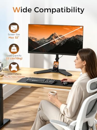 Suptek Single Monitor Mount, Adjustable Monitor Desk Mount for Fully Adjustable Stand 1 / Single Screen up to 32 inches (ML97401SEY) - Image 2