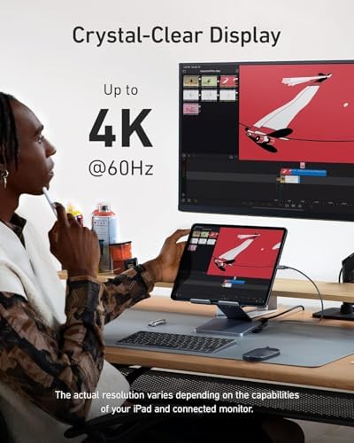Anker USB C Hub for iPad, 551 USB-C Hub (8-in-1), with Foldable Tablet Stand, iPad Pro Dock, 4K HDMI, 2 USB-A Data Ports, for iPad Pro 5th Gen/iPad Air 5th Gen/iPad mini 6th and Later (Silver) - Image 5