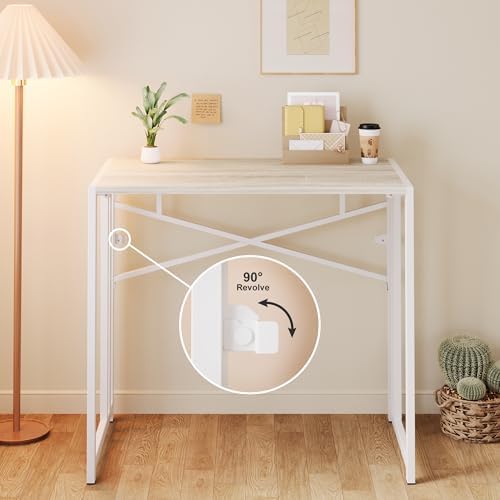 Lutown-Teen Small Folding Desk 35 inch, Beige - Image 6
