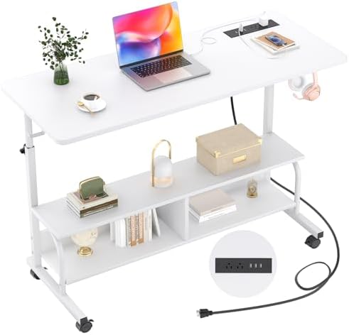 Armocity 47" Rolling Standing Desk with Charging Station for Couch Bed by Armocity