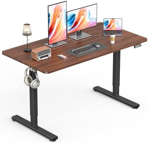 Electric Standing Desk, Gaming Desk, 48 x 24 Inch, Walnut by Zontera