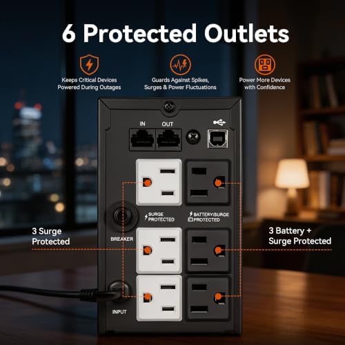 PowMr 1500VA/800W Lithium UPS Battery Backup & Surge Protector - Image 6