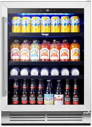 Yeego Beverage Refrigerator - 24 inch 180 Cans Beer Cooler with Glass Door by Yeego