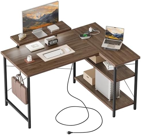 Mericonia 48 in Corner Desk with Monitor Stand, Small L Shaped Gaming Desk by MERICONIA