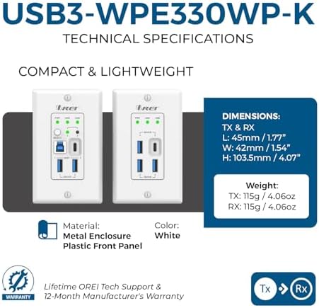 OREI USB Ethernet Extender RS-232 API Control Two-Way PoC GPIO USB 3.2 Gen1 - Image 5