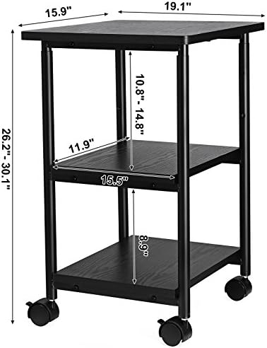 VASAGLE 3-Tier Printer Stand with Locking Wheels, Under Desk Printer Table - Image 5
