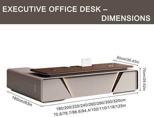 Executive Office Desk with Storage Cabinet,Modern l Shaped Executive Desk,50MM Thick Desktop for CEO Office, Reception & Commercial Workspace - Image 2