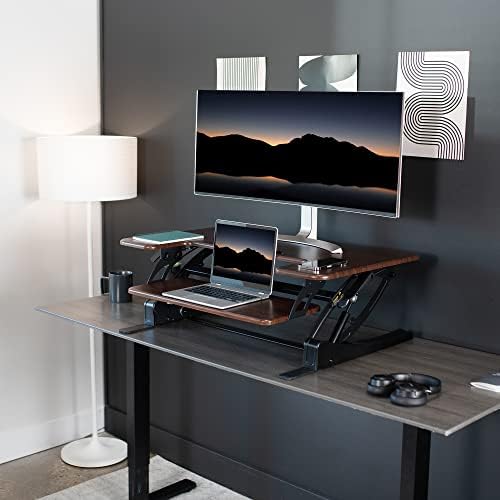 VIVO Dark Walnut 36 inch Standing Desk Converter, DESK-V000VD - Image 6