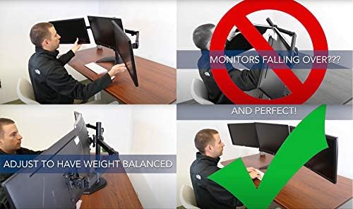Mount-It! Triple Monitor Stand for Desk, 3 Monitor Mount Fits 19–27" Screens, Holds 15.4 lbs Each, Full Motion Triple Monitor Arm with Tilt Swivel Rotate, VESA 75x75, 100x100, Stable Freestanding Base - Image 4