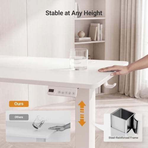 Claiks Electric Standing Desk 35x20 Inch Adjustable Desk, White - Image 5