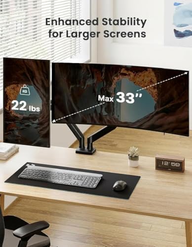 ErGear Dual Monitor Stand up to 33 inches Screen, Load-Bearing Max 22 lbs Each Arm, Adjustable Dual Monitor Mount, Sturdy Steel vesa Monitor Mount with Stable VESA 75x75 100x100mm - Image 2