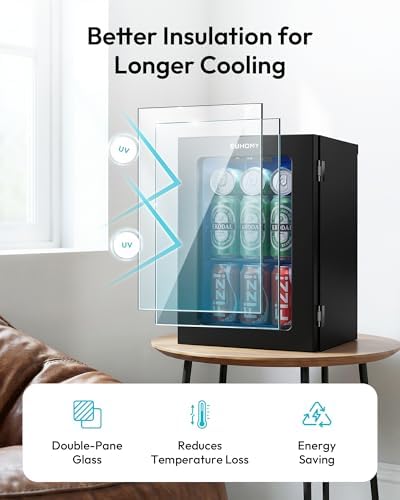 EUHOMY 24 Can Mini Fridge, 18L Beverage Refrigerator with Quiet Compressor - Image 4