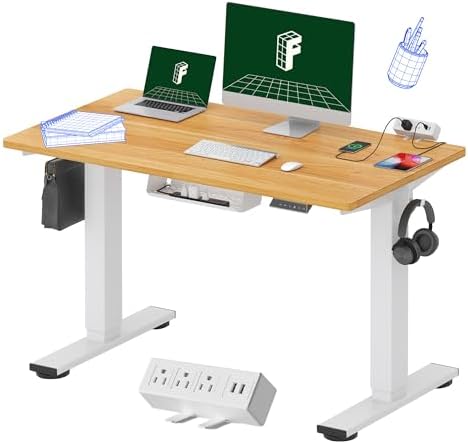 FLEXISPOT EN2 48"x24" Standing Desk with Power Strip Bundle, Maple by Unknown