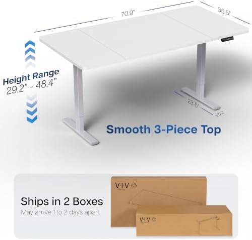 VIVO White 71 x 36 in Standing Desk, DESK-KIT-1G7W-36 - Image 3