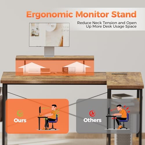 Mericonia 48 in Corner Desk with Monitor Stand, Small L Shaped Gaming Desk - Image 4