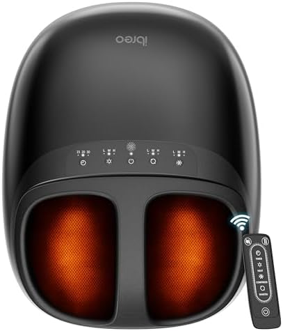 ibreo Shiatsu Foot Massager for Foot Neuropathy, Plantar Fasciitis, Pain Relief, Tired Relaxation, with Heat, Deep Rolling & Kneading Therapy, 360° Air Compression for Men Women Seniors Size Up to 13 by ibreo