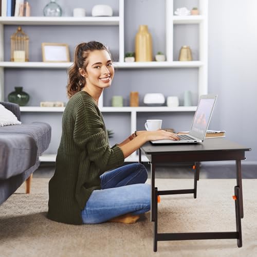 Nnewvante Large Size Floor Desk, Folding Low Coffee Table, Black Walnut - Image 2