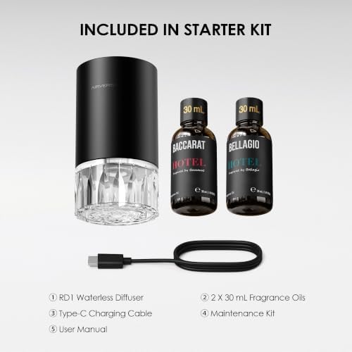 Airversa RD1 Waterless Essential Oil Diffuser Starter Kit, Black - Image 5