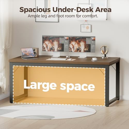 Mericonia 40 Inch Computer Desk, 1" Thick Small Office Table, Walnut - Image 6
