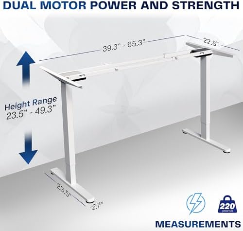 VIVO Electric Dual Motor Stand Up Desk Frame for 40 to 85 inch Table Tops, Frame Only, 3 Stage Height Adjustable DIY Workstation with Memory Controller, White, DESK-V103EW - Image 3