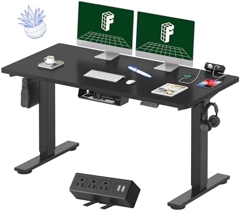 FLEXISPOT EN2 55"x28" Standing Desk with Power Strip Bundle, Black by Unknown