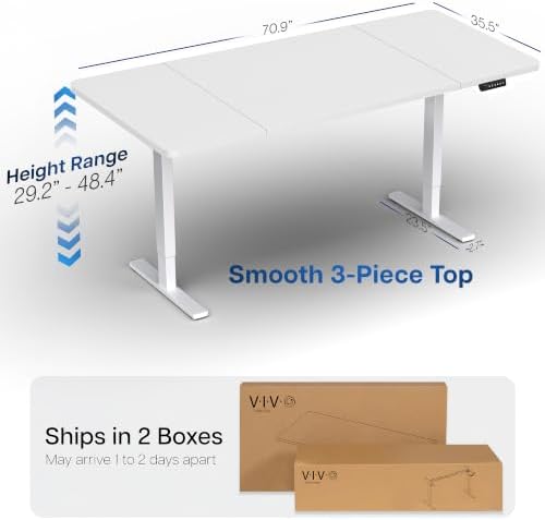 VIVO White 71 x 36 in Standing Desk, DESK-KIT-1W7W-36 - Image 3