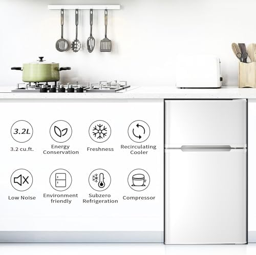 Antarctic Star Compact Refrigerator,3.2 Cu.Ft. Mini Separate Freezer Double 2-Door,Adjustable Removable Shelves for Basement,Apartment,Dorm,Office,WHITE - Image 4