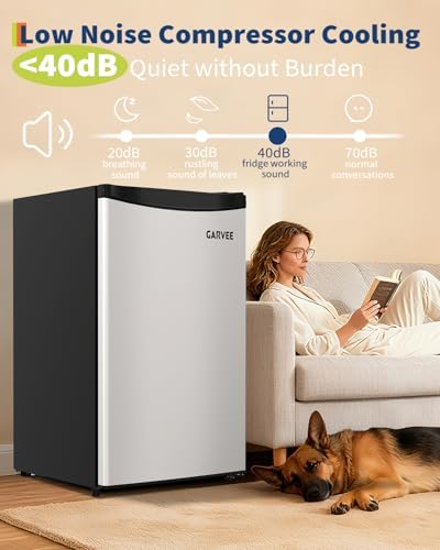 Garvee 4.5 Cubic Feet Compact Freezer-Fridge Combo, Ultra-Quiet Operation, Reversible Door Mini Refrigerator, Adjustable Temperature Control, Energy Saving Small Fridge for Bedroom Home Office Dorm - Image 2